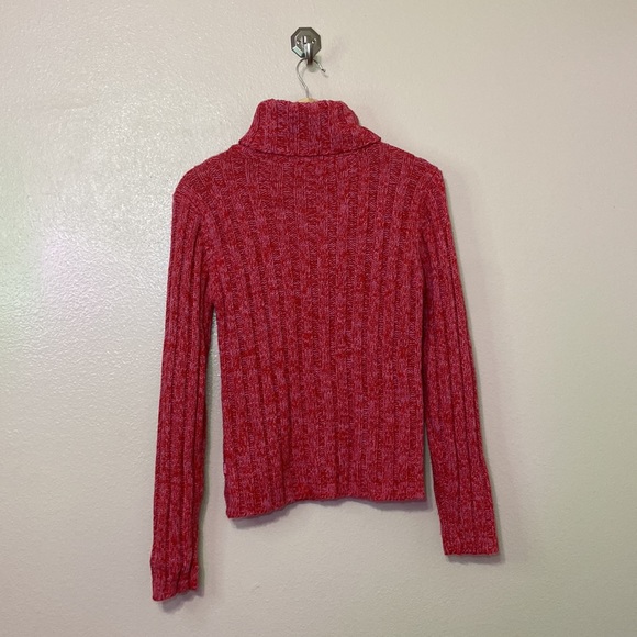 AEROPOSTALE - PINK AND RED KNIT TURTLE NECK SWEATER - Picture 6 of 8